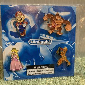 2006 World Of Nintendo Pins Rare Set of 4 -Samus Mario Peach Donkey Kong - NEW!!